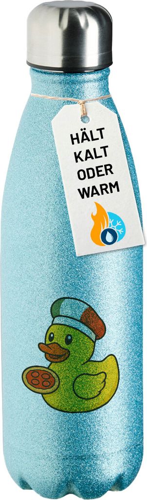 Huuraa Trinkflasche Quietscheente Italien Gummiente Italiener 500ml Blue Edelstahl Wasserflasche Trinkflasche Geschenkidee