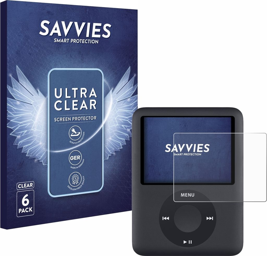 6x Für Apple iPod nano (3. Gen.) Schutzfolie Savvies Displayschutz Display Schutz Folie Klar Transparent