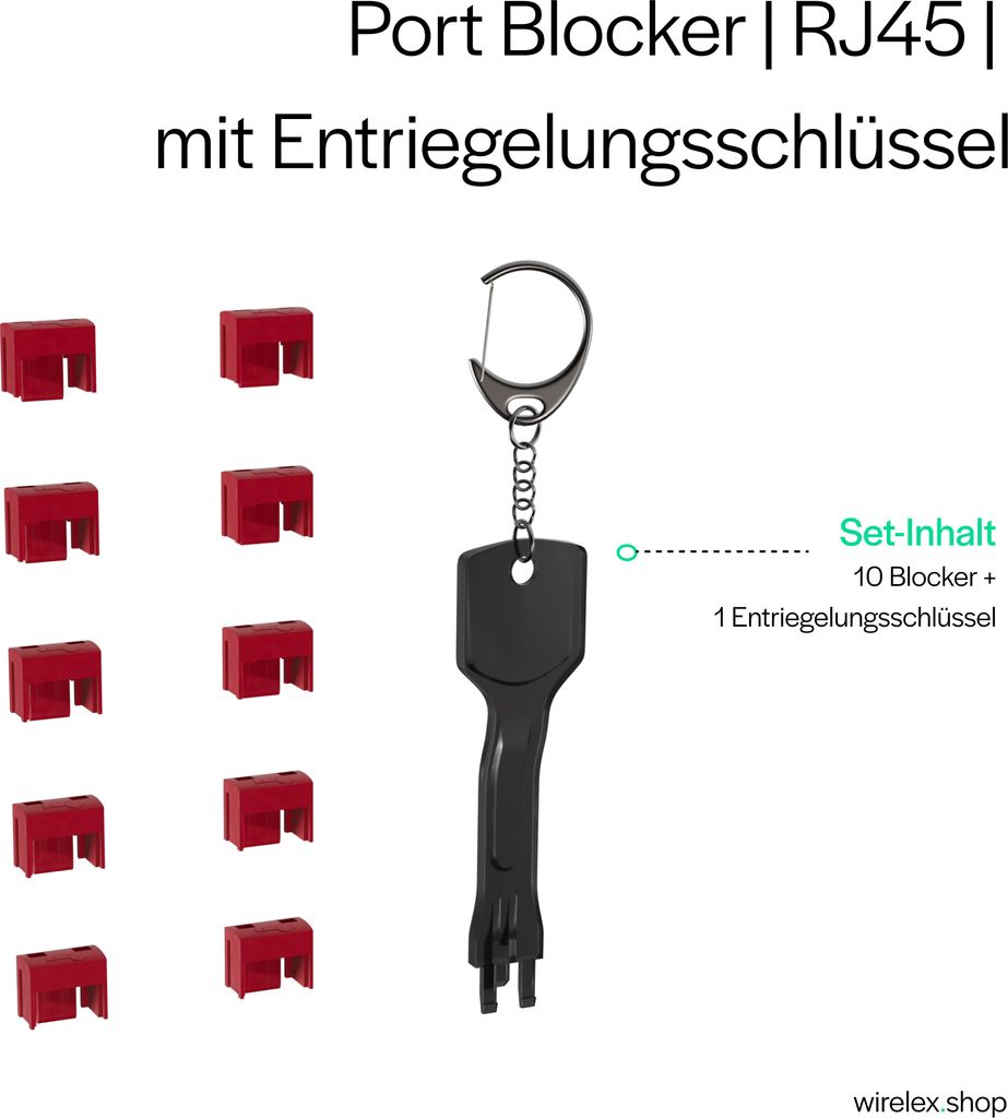QUARKZMAN RJ45 Port Blocker 12 Stück - Netzwerkportsicherung Mit Codiertem Schlüssel