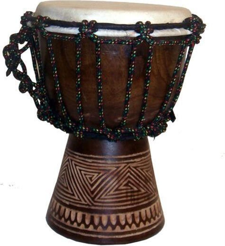Djembe Trommel aus Teakholz mit Ziegenfell, handgefertigt, Produktbild 