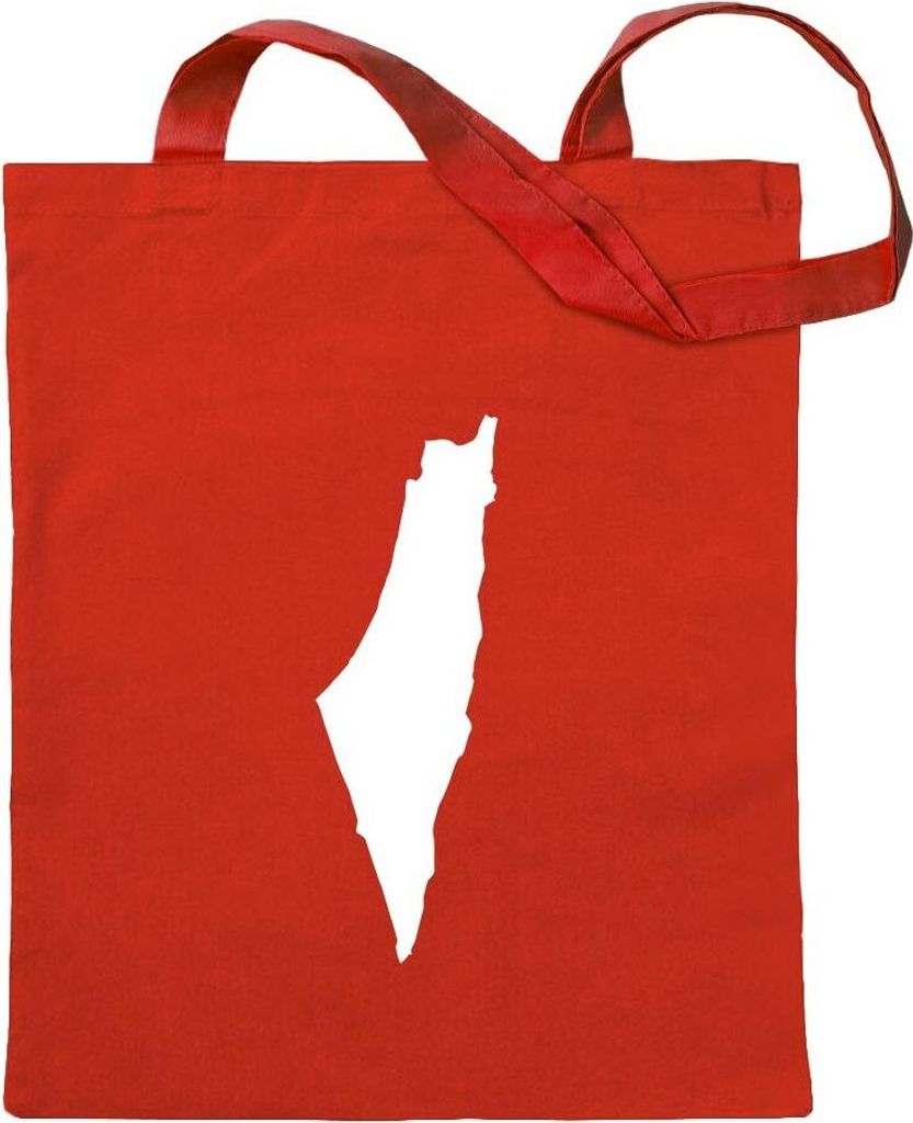 Kiwistar - Baumwolltasche - rot - Israel Umriss Kontur - Tragetasche Stoffbeutel Umhängetasche Langer Henkel