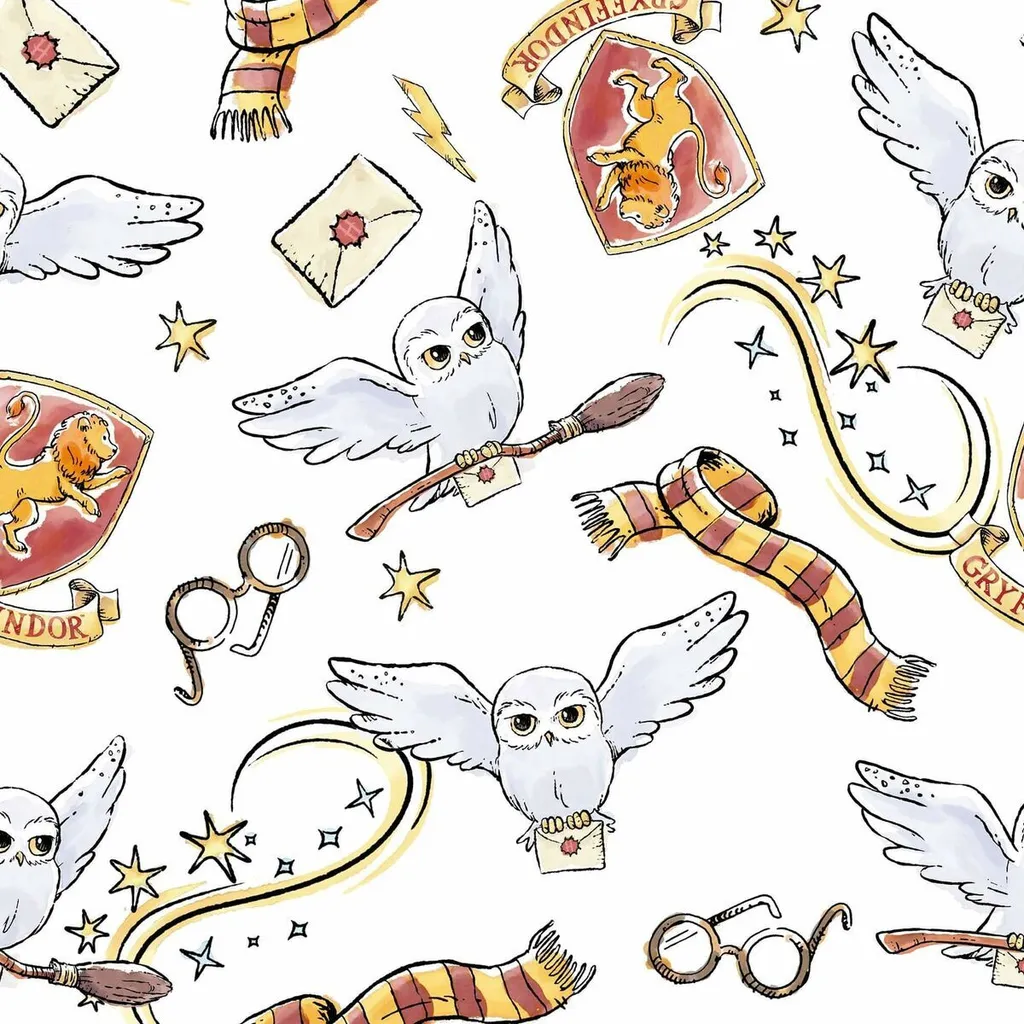 Housse de couette Harry Potter Hedwig en coton doux de taille 155 x 220 cm