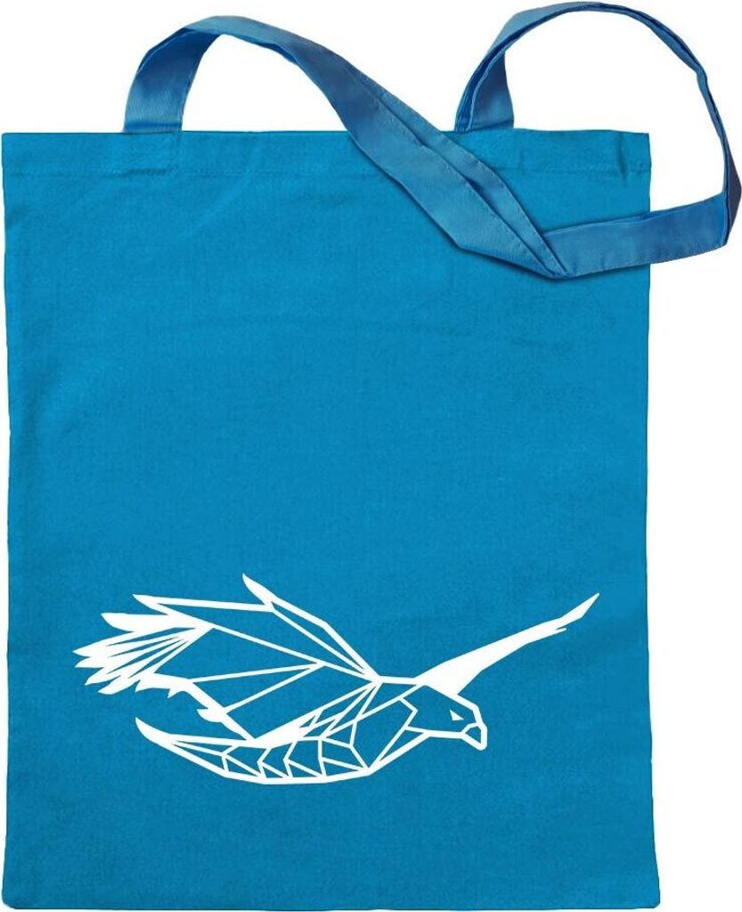 Kiwistar - Baumwolltasche - hellblau - Adler Raubvogel Polygon - Tragetasche Stoffbeutel Umhängetasche langer Henkel
