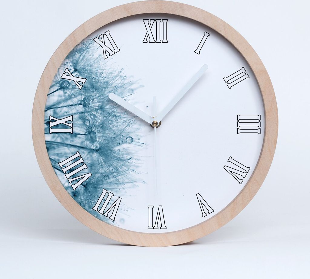 Holzuhr 30fi cm wanduhr - weiße Spitzen - Löwenzahn