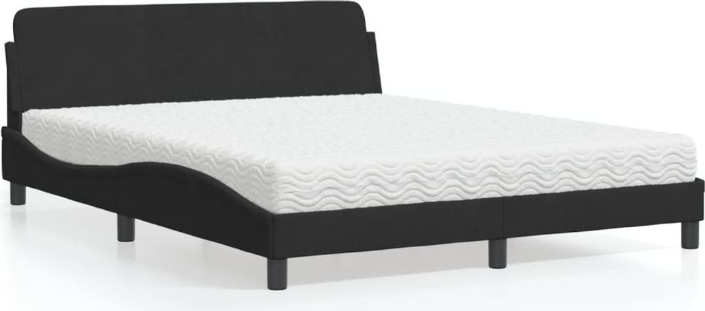vidaXL Bett mit Matratze "Dover" Schwarz 160x200 cm Samt