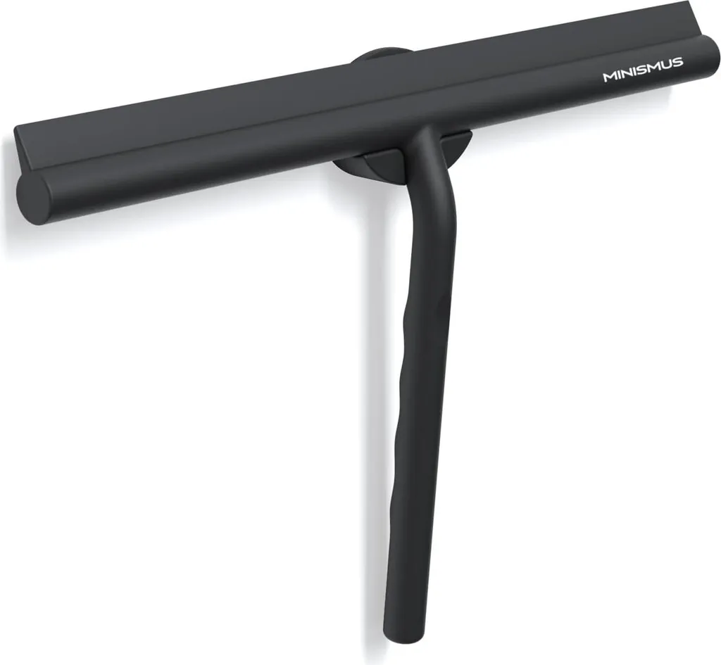 Raclette de douche noire 33 cm avec support magnétique sans perçage