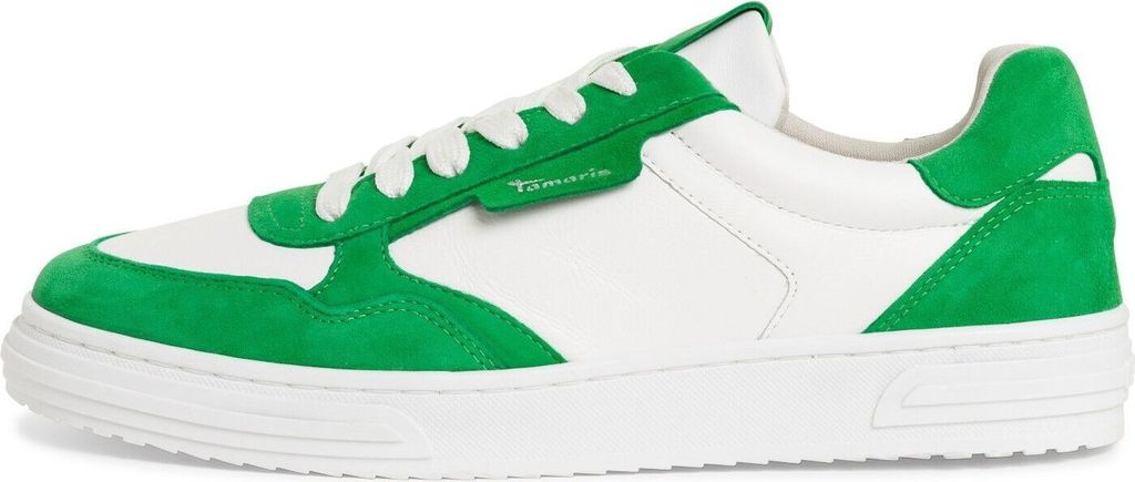 Tamaris Damen Sneaker Low-Top, Halbschuhe In Olive Comb, Größe 37 – Mit Wechselfußbett, Leder, Sportlich