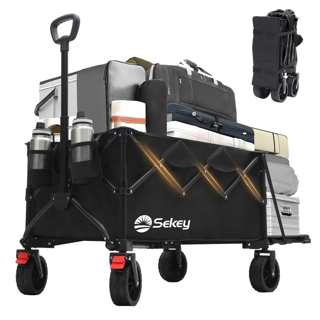 Chariot de Transport Pliable Sekey 250L à Grande Capacité de Charge