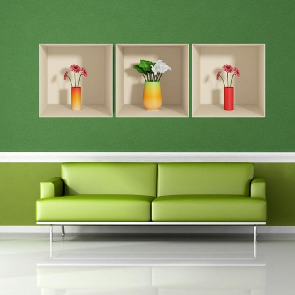 3D-Effekt-Aufkleber mit roten und weißen Blumen, 40 x 120 cm