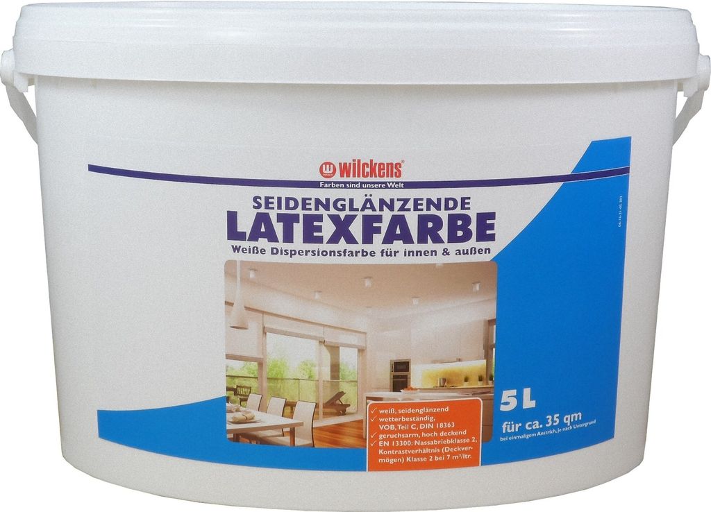 Wilckens Latexfarbe seidenglänzend, 5 l, Weiß