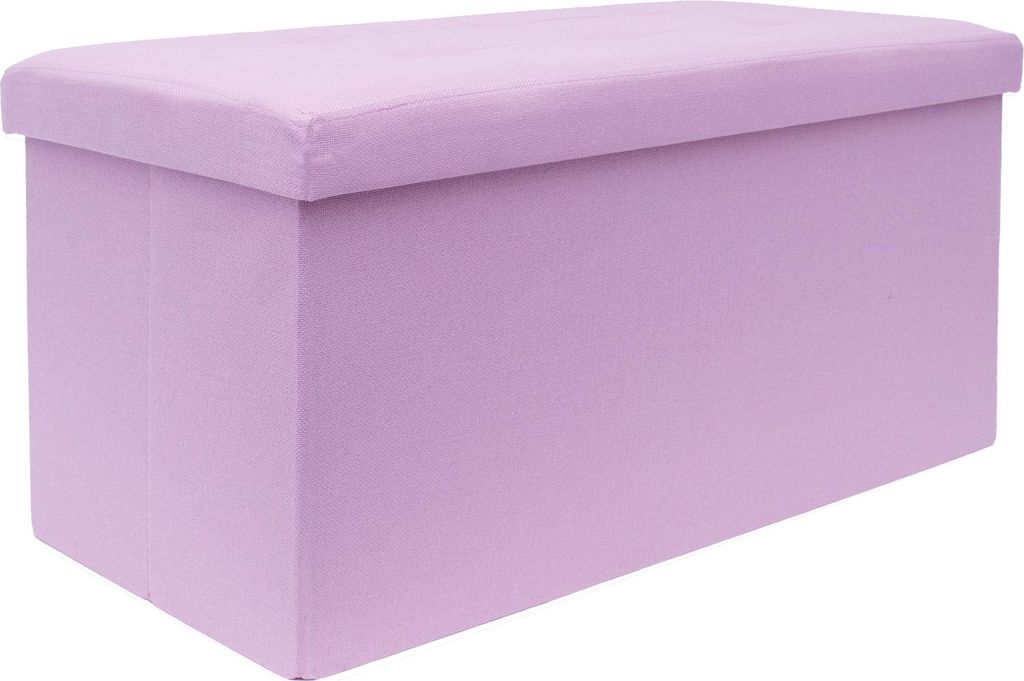 Intirilife Faltbare Sitzbank 76x38x38 cm in LOTUS ROSA - Sitzwürfel mit Stauraum und Deckel aus Stoff mit Mulden - Sitzcube Fußablage Aufbewahrun...