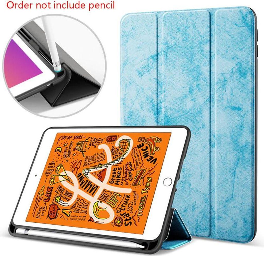 Schutzhülle für Apple iPad 11" 11 Generation 2025 & für iPad 10.9" 10. Generation 2022 Smart Cover Etui Tasche Hülle - TÜRKIS MARMOR mit Stift...