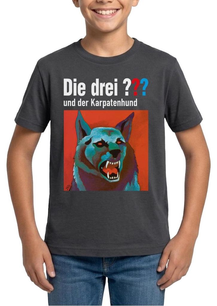 Spreadshirt Die Drei Fragezeichen Und Der Karpatenhund Teenager T-Shirt, 134/146 (9-11 Jahre), Dunkelgrau