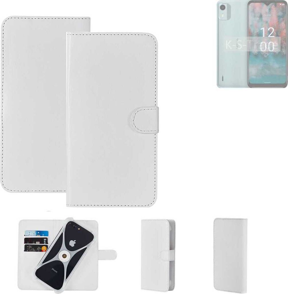 K-S-Trade Handy Hülle Schutz Hülle kompatibel mit Nokia C12 Plus Cover Case Bookstyle Bumper weiß 1x