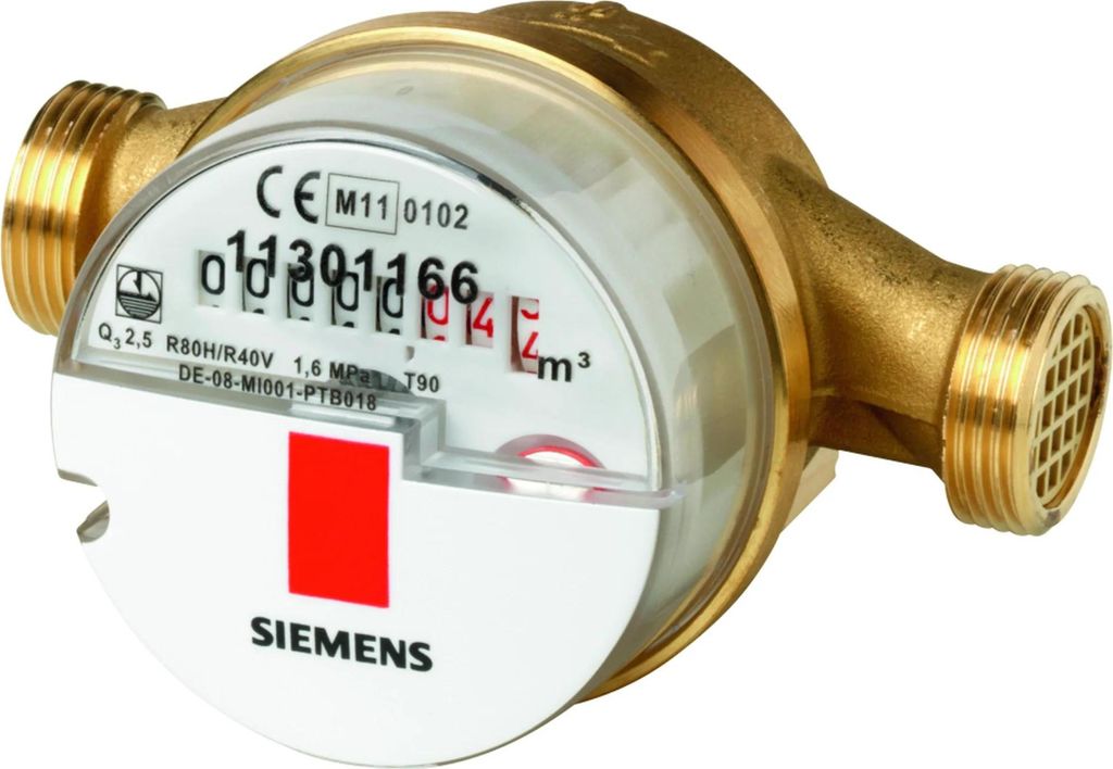 Siemens Mechanischer Kaltwasserzähler in Aufputz Q3=2,5m3/h G3/4 30Gr. 80mm AP, 1 Stk.
