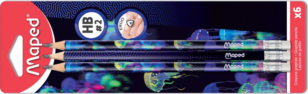 Maped Bleistift DEEPSEA PARADISE mit Radierer HB 6er Blister