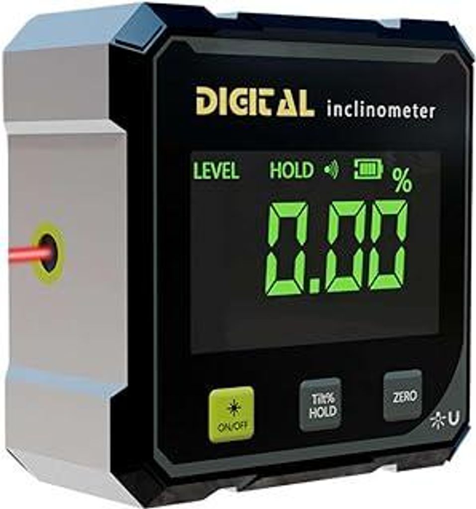 Digitaler Winkelsucher mit Elektronischem Laser - 4-seitige magnetische Winkellehre, Würfelneigungsmesser mit Hintergrundbeleuchtung, Hochpräzise...