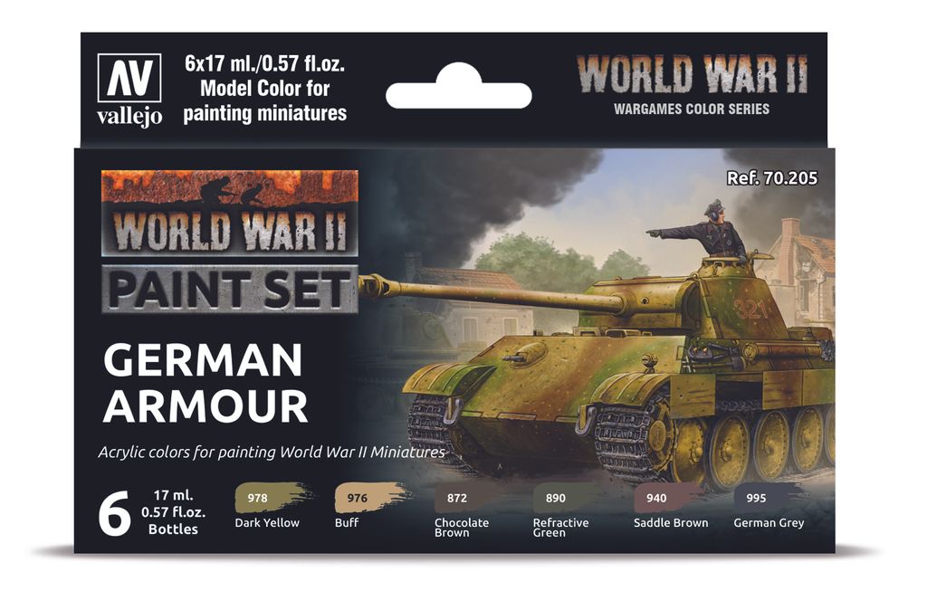 Vallejo Model Color Set 70205 German Armour Airbrush Farben