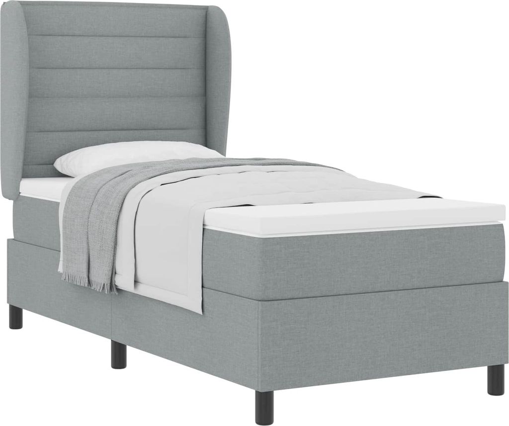 Boxspringbett mit Matratze Hellgrau 80 x 200 cm Stoff