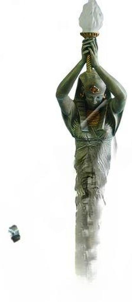 Design Ägyptische Figur mit Lampe Statue Skulptur Figuren Skulpturen Deko Neu