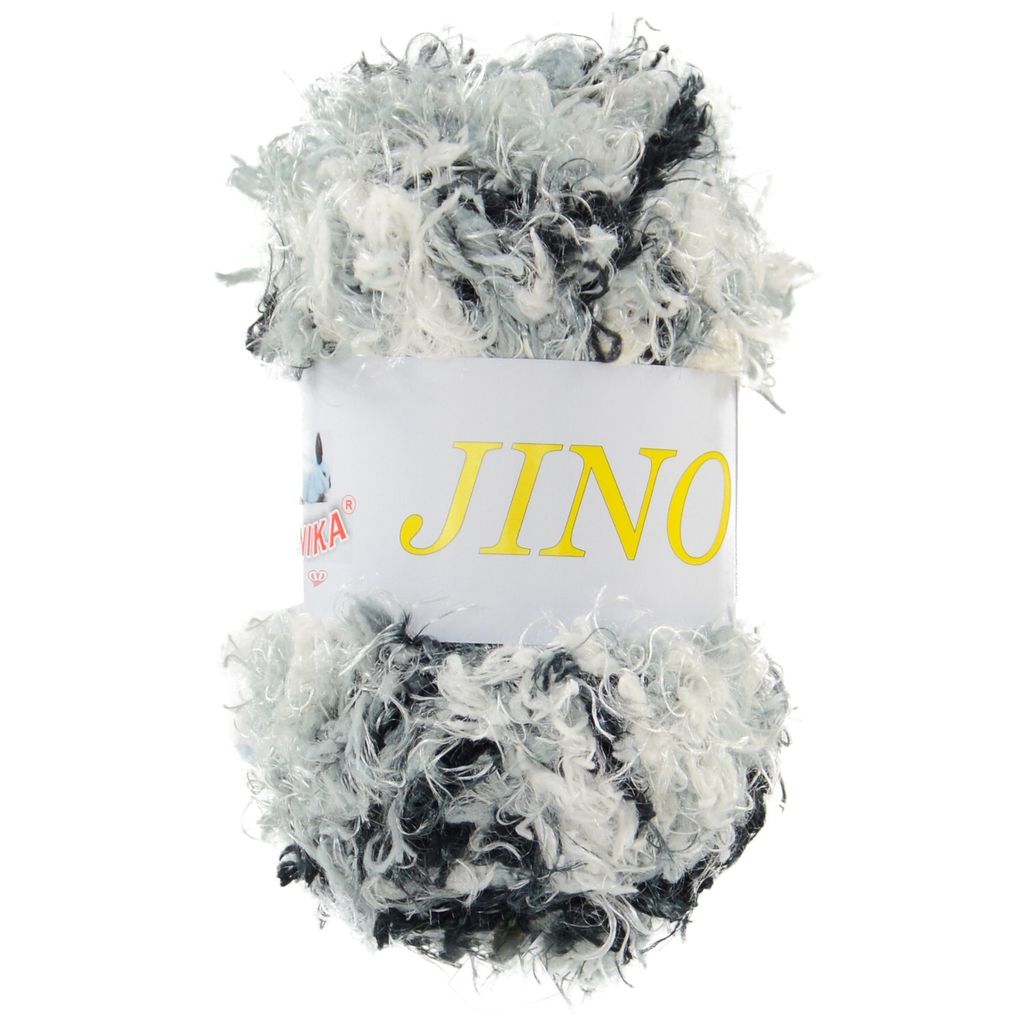 50g Strick-Garn Jino Kuschelgarn Plüschgarn by VLNIKA Farbauswahl, Farbe:1124 schwarz-weiß-grau