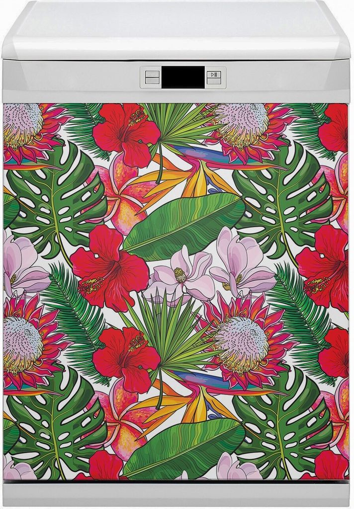Magnet Folie für Geschirrspüler Magnete Geschirrspüle Magnet für Spülmaschine 60x70 cm Nachbildung - Farbenfrohe Blumen