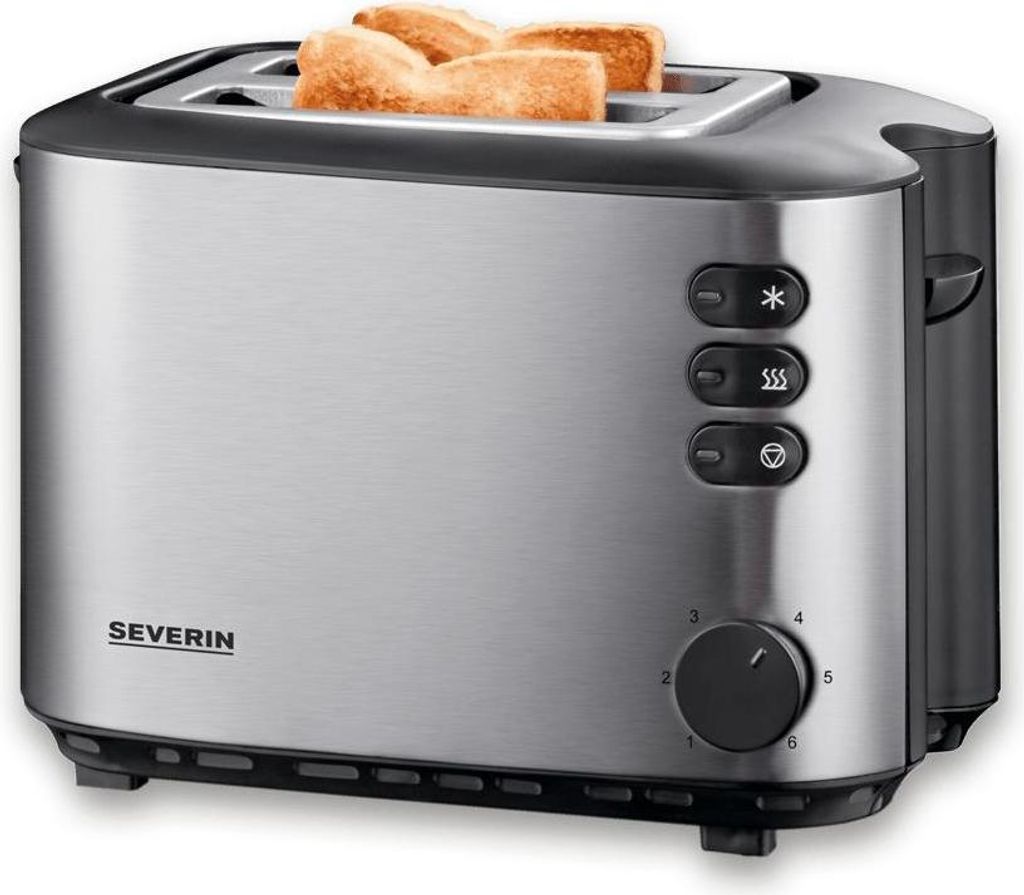SEVERIN Automatik-Toaster AT 2514 aus Edelstahl, gebürstetschwarzsilber Toaster Toaster Langschlitz Toaster Schwarz Toaster Edelstahl