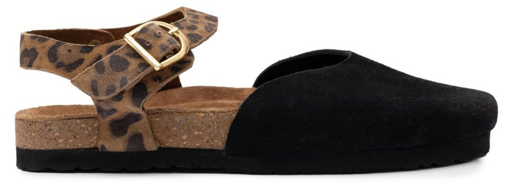 Damen Holzschuhe mit Obermaterial aus Naturleder, Farbe Schwarz, für den Sommer