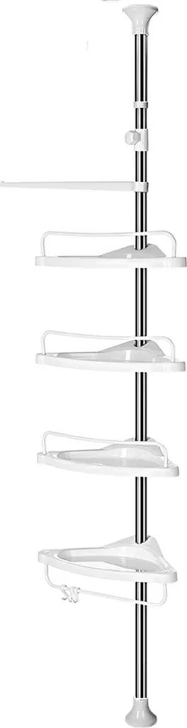 Serviteur de douche d'angle réglable avec 4 tablettes et crochets