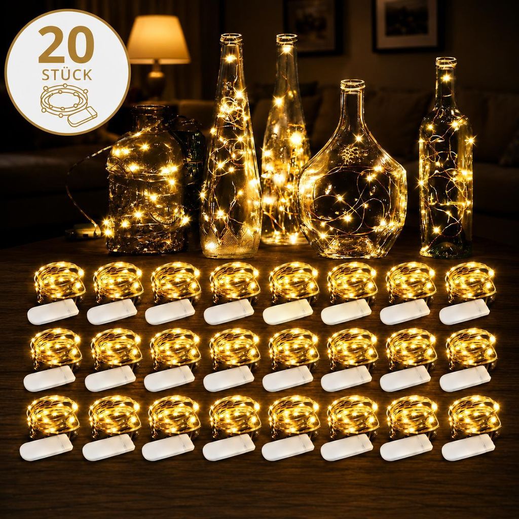 LED Mini-Lichterkette – 20er Set, je 2 m, 20 LEDs, Produktbild 