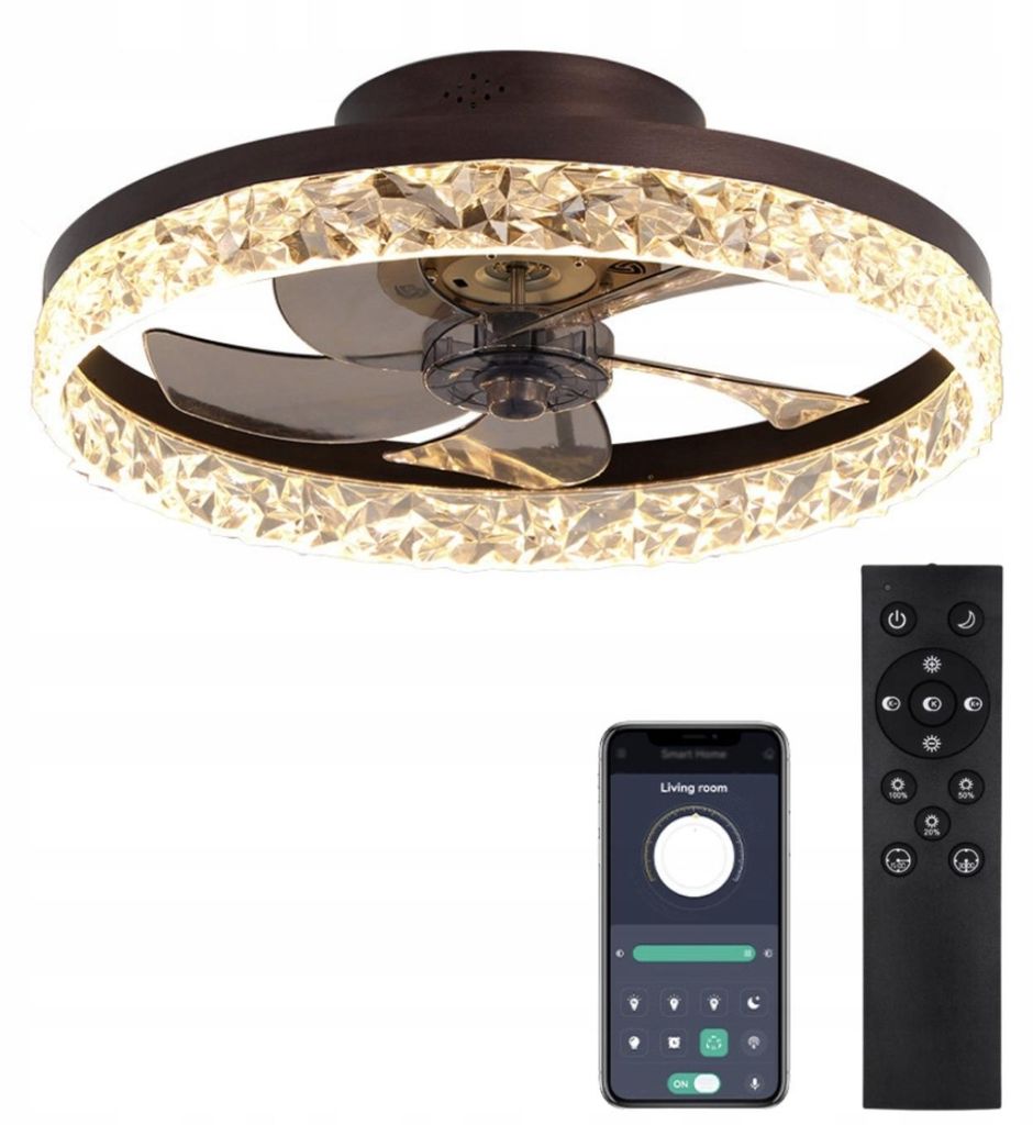 Nowoczesny Żyrandol Led Z Wiatrakiem Lampa Sufitowa Czarna Zdjęcie produktu 