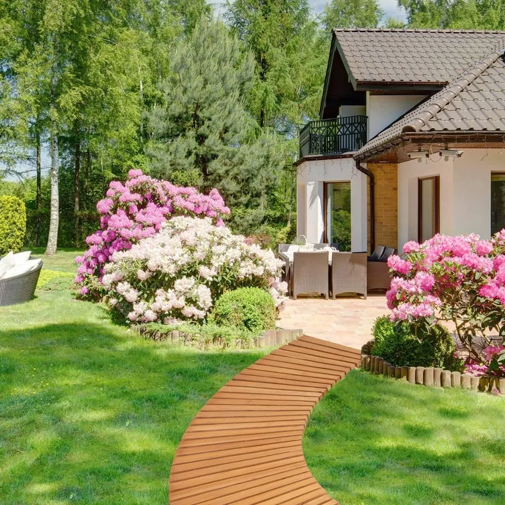 Chemin de jardin en bois flexible caillebotis en rouleau 216x43 cm