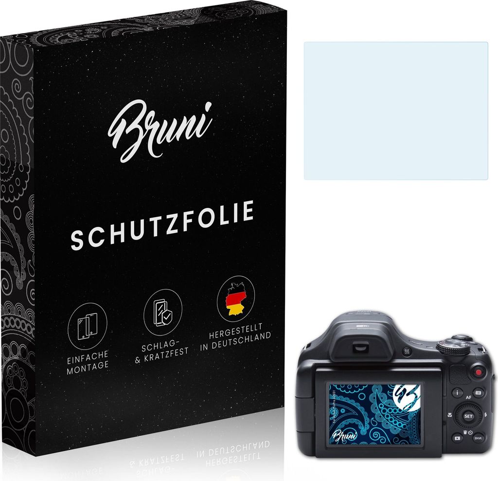 Bruni Basics-Clear 2x Schutzfolie kompatibel mit Kodak PixPro AZ651 Folie