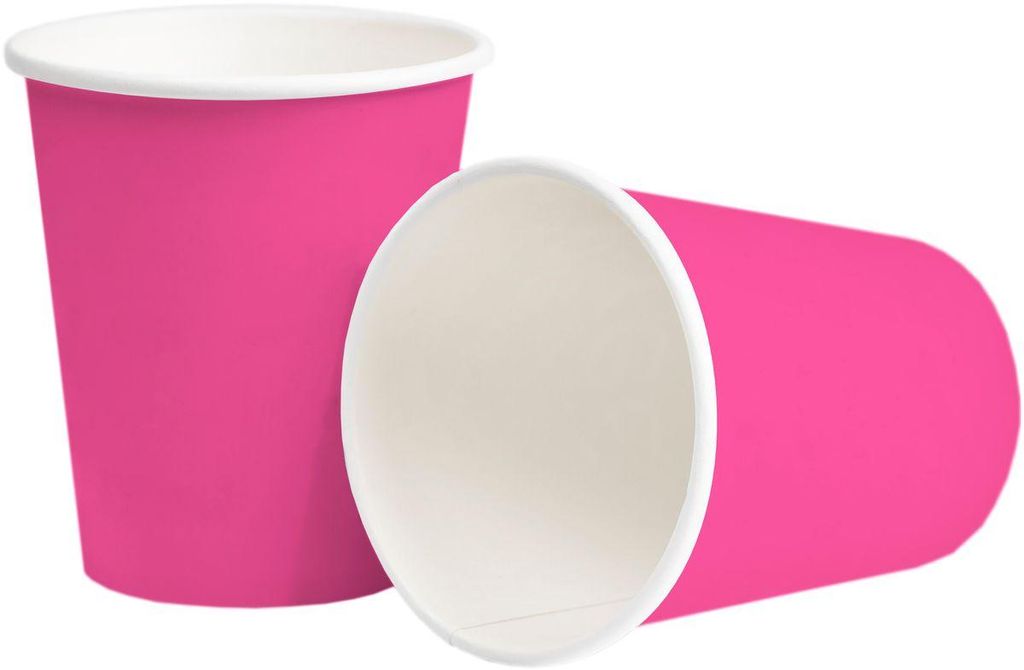 10 Pappbecher pink "uni" mit -Beschichtung Produktbild 