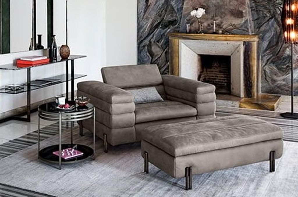 Design-Sessel in Kunstleder Grau Relaxsessel Polstersessel Komfortsessel