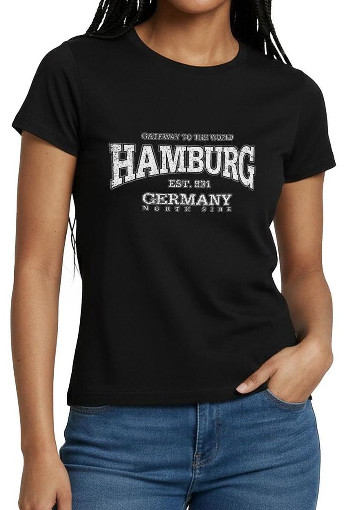 Spreadshirt Hamburg Deutschland Seit 831 Frauen T-Shirt, S, Schwarz