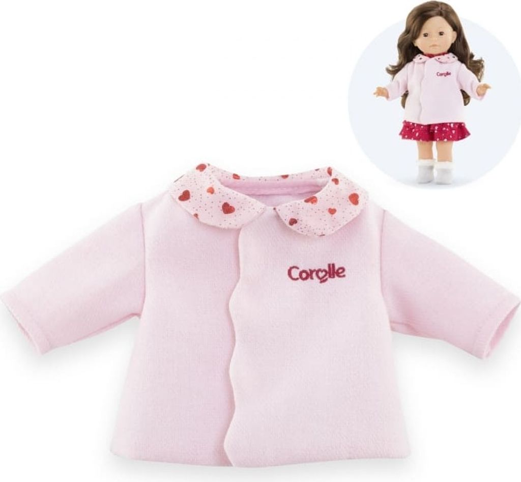 Corolle Puppenjacke Herzen rosa 36cm - Puppenkleidung Glitzer