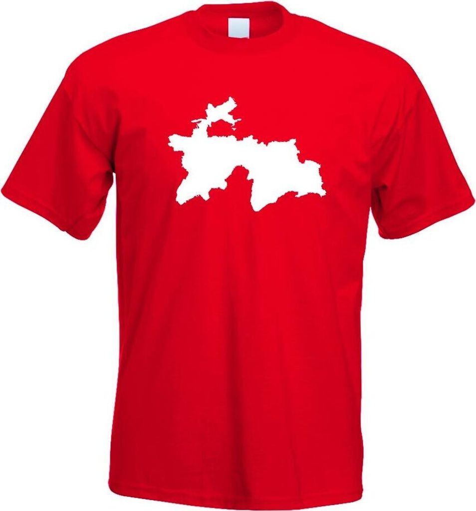Kiwistar - T-Shirt - rot - Tadschikistan Umriss Kontur Herren Funshirt Bedruckt Design Sprüche Spruch Motive - mit Motiv Bedruckt - Funshirt Desig...