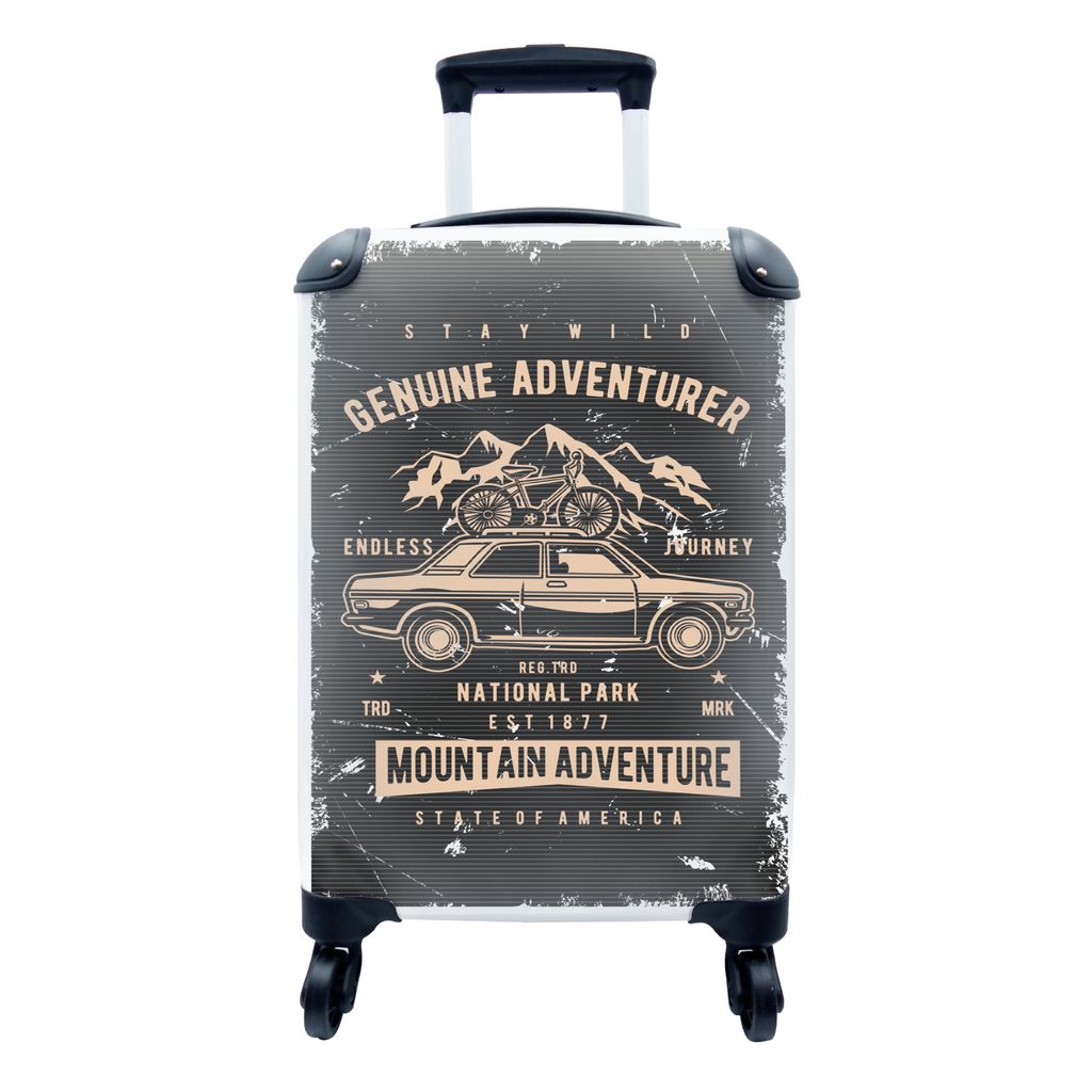 MuchoWow Koffer Handgepäck Trolley Rollkoffer Kleine Reisekoffer mit 4 Rollen - Mancave - Auto - Fahrrad - Retro - Cabin Size < 55x40x23 cm & 55...