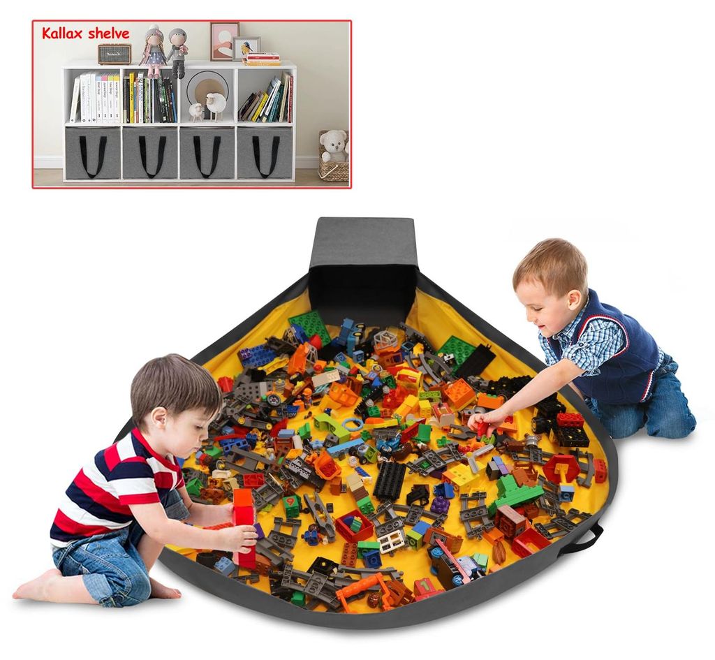 Spielzeugaufbewahrungskorb für Spielmatte – Duplo-Spielzeugaufbewahrungsbox für Kinder – Stabiler, würfelförmiger Aufbewahrungskorb für Ka...