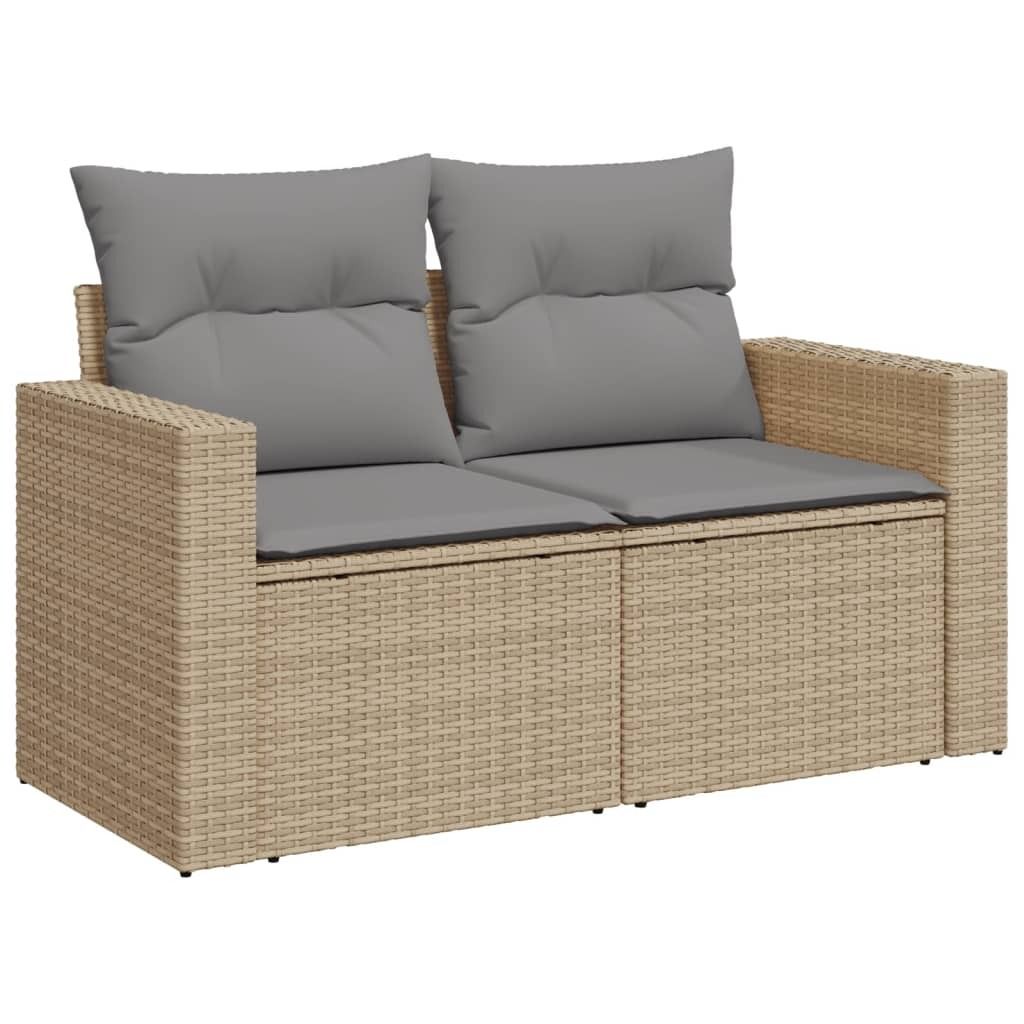 "2026 MODERNE" Gartensofa - Balkonmöbel/Loungeset - elegantes Design - mit Kissen 2-Sitzer Beige Poly Rattan - 131x62x69cm - Gartensofas NeuMöbel...