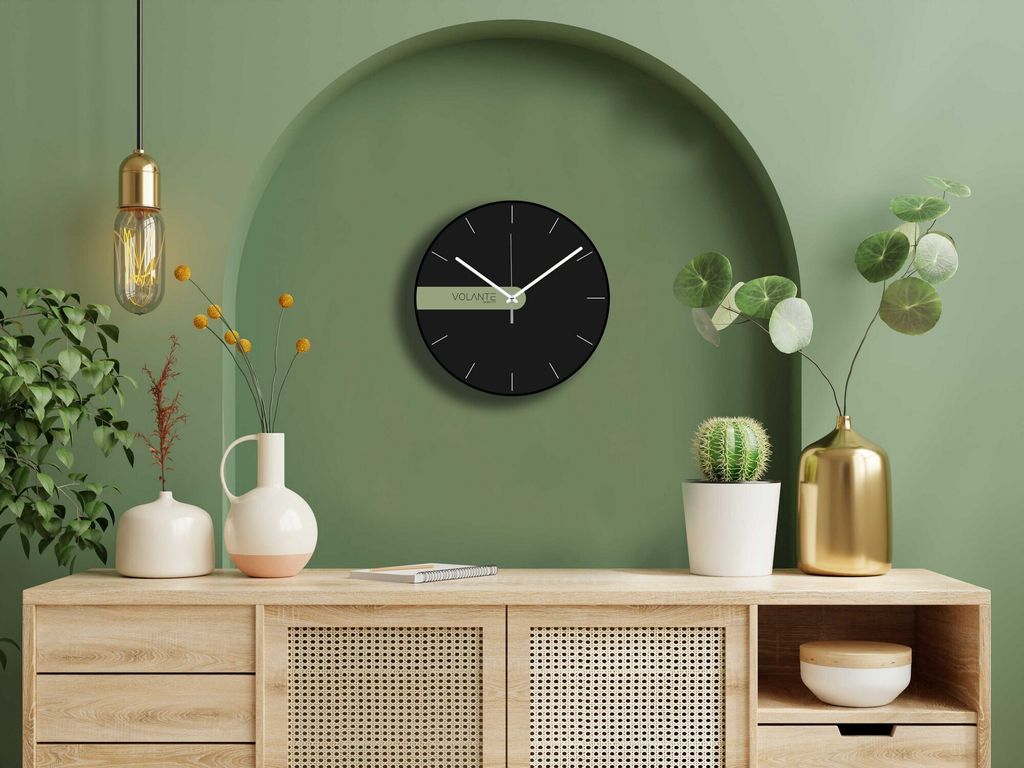 Opviq, 261212 - Syh6Byz, Dekorative Wanduhr, Schwarz, 100 % KUNSTSTOFF, 30 x 30 cm