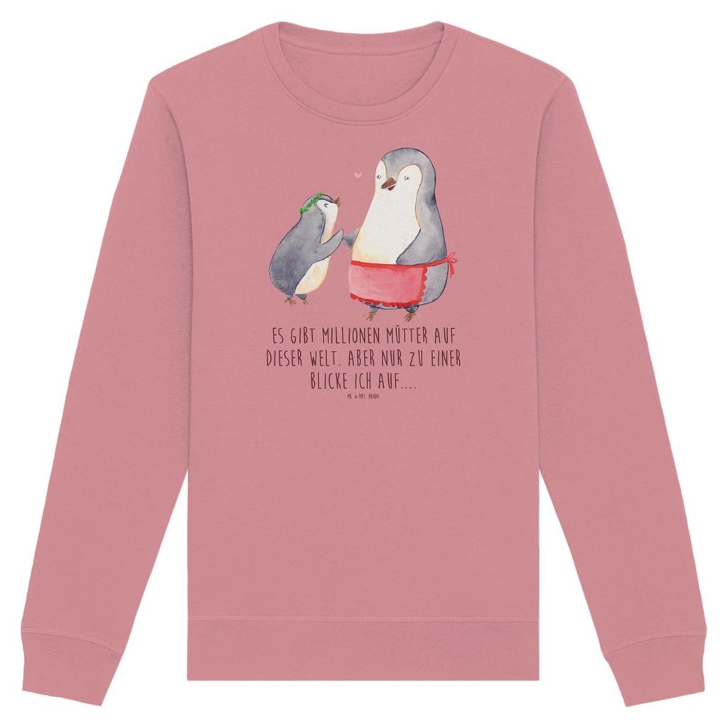 Mr. & Mrs. Panda Baumwoll Pullover Pinguin mit Kind Größe S - Canyon Pink - Geschenk, Sweatshirt, Sweater, Pulli, Familie, Bio, Vorbild Mama, Mut...