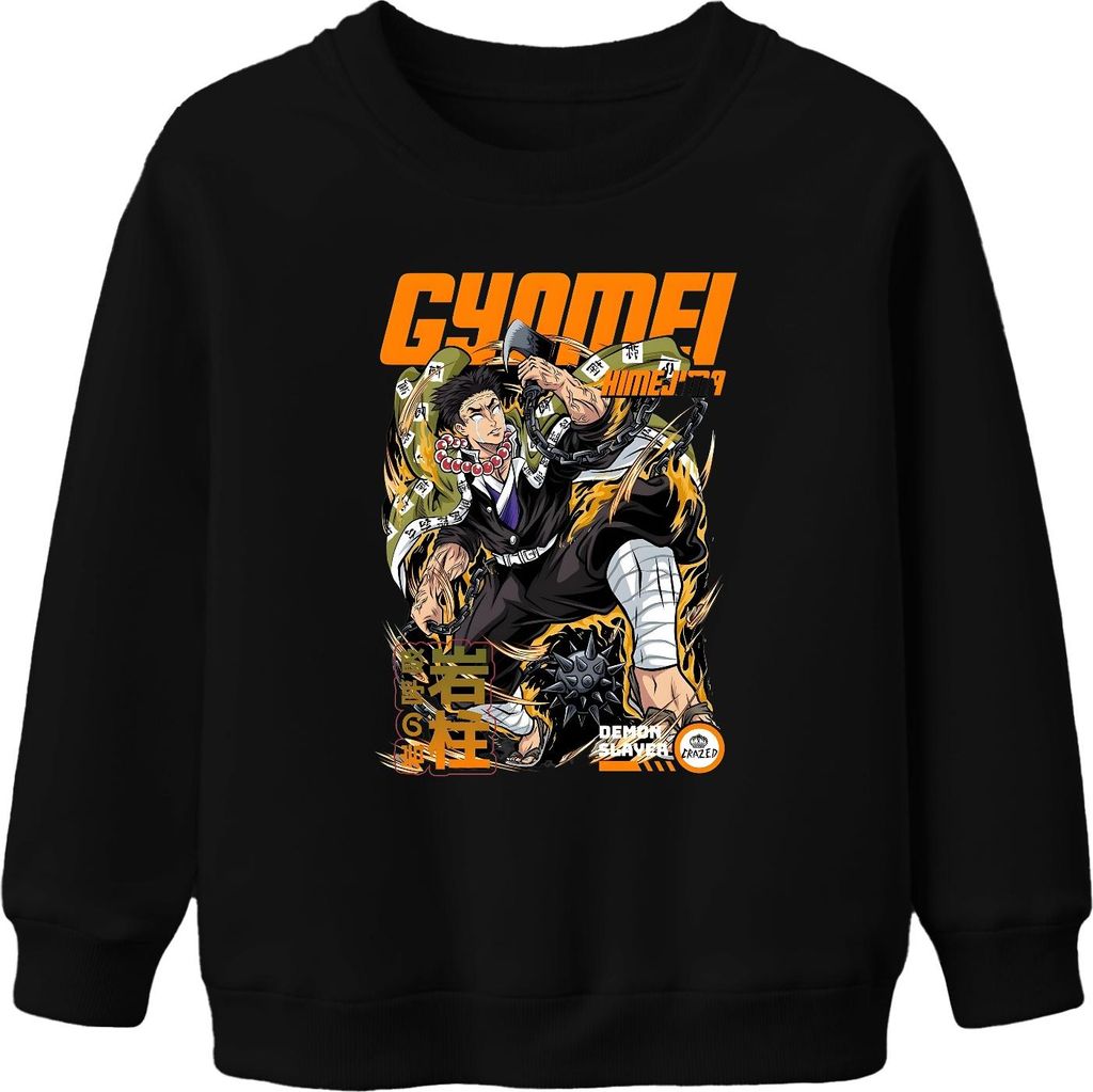 Gyomei Himejima Demon Slayer Hashira Anime Gebetsperlen Geschenk Uni Kinder Sweatshirt Pullover, Schwarz, 152