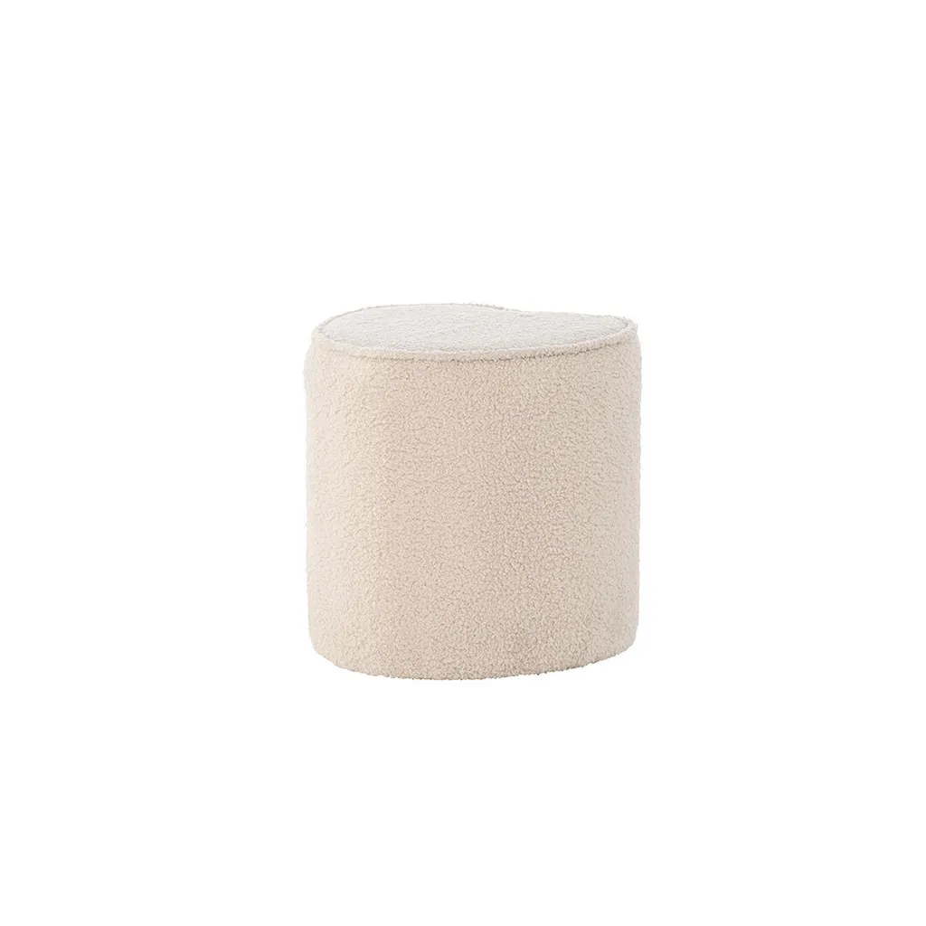 Fauteuil Pouf Cœur Beige en Tissu Teddy - Siège Enfant Déco Chambre