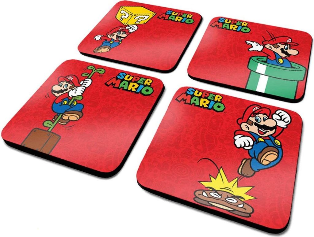 Super Mario Untersetzer Set 4 Stk Hitzebeständig