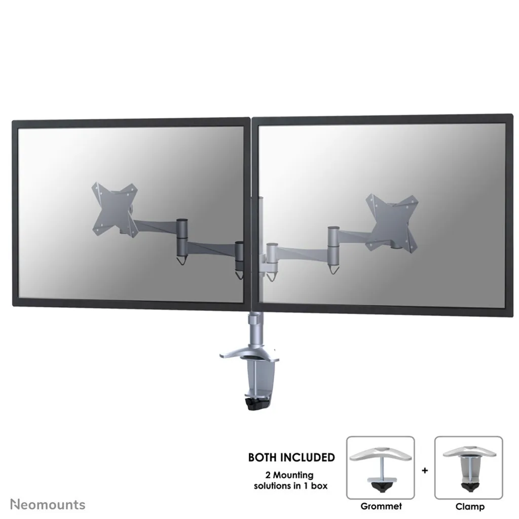 Support Neomounts FPMA-D1330D Argenté pour 2 Écrans avec Pince de Table