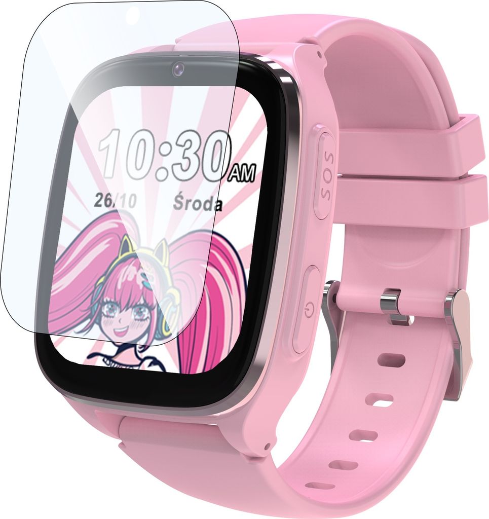Smartwatch Kiano Watch KID 4G LTE Princess - Kinderuhr mit rosa Armband | Uhr mit Zifferblatt mit Märchenmotiven | GPS, AGPS, LBS, WIFI