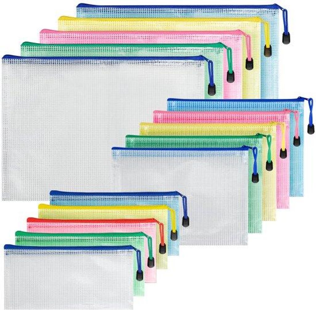 A4+A5+A6 Documentenmap PVC, 15 stuks, Organizer Mappen für Erwachsene, Kinder, Studenten