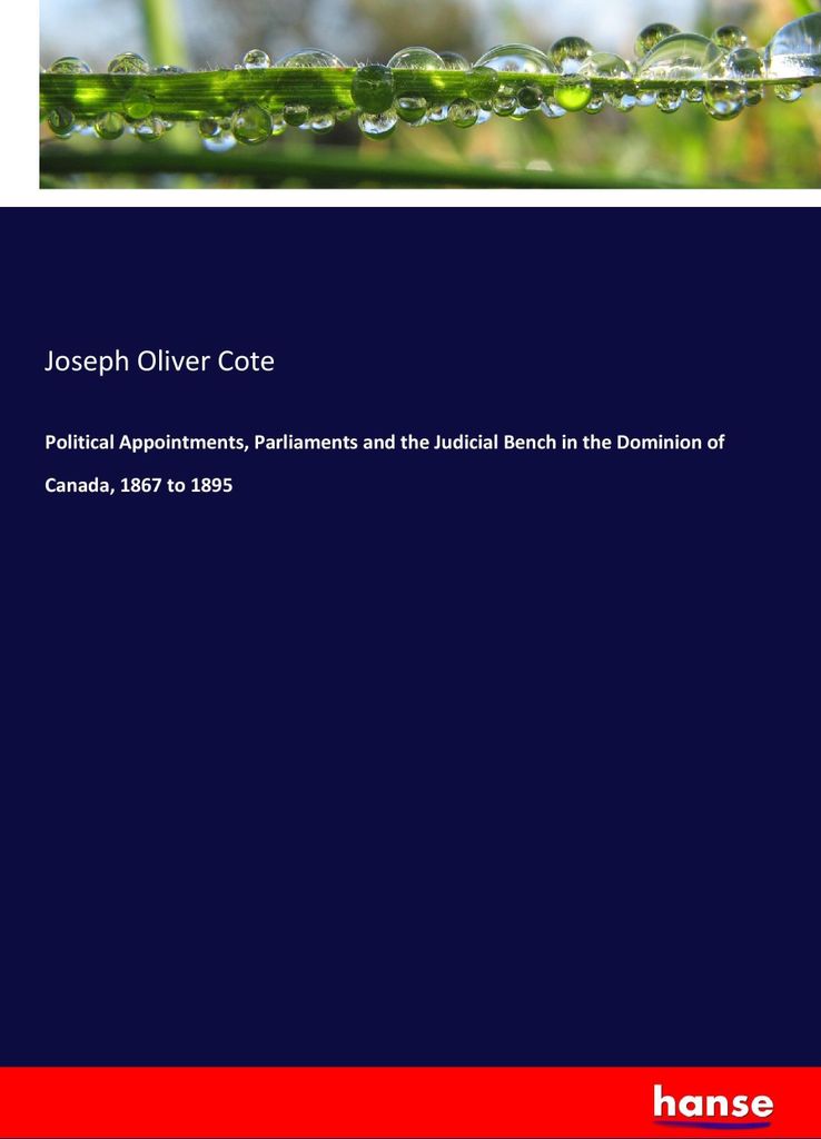 Political Appointments, Parliaments and the Judicial Bench in the Dominion of Canada, 1867 to 1895